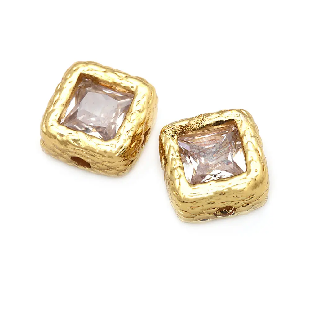 6PCS Brass Zircon Square Shape Spacer Beads Bracelets Beads High Quality Diy Jewelry Accessories Making Rosediy Official Store