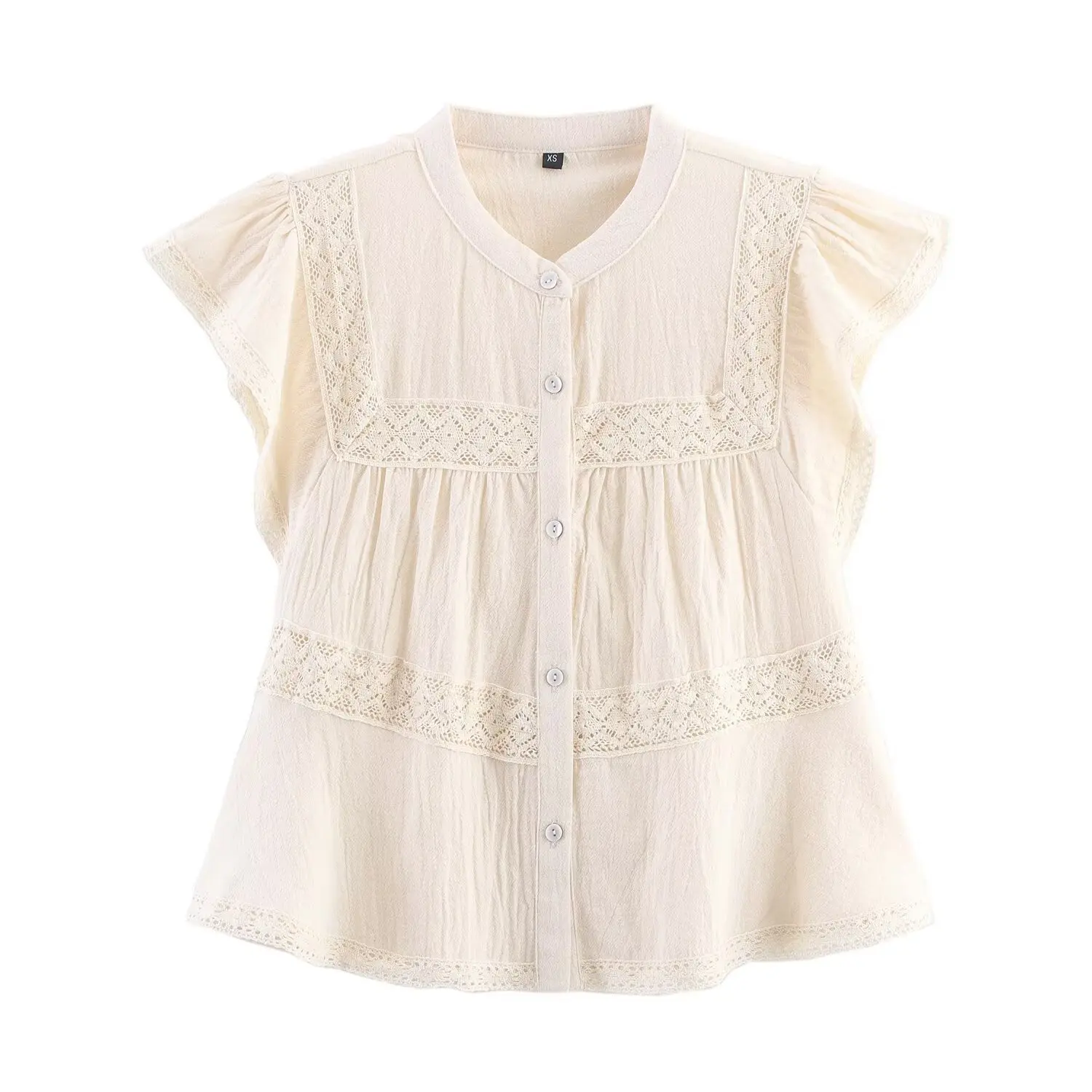 

2025 Autumn And Summer Vacation Style Women's Tops Straight Lace Crochet Lace Boho Shirt Tops
