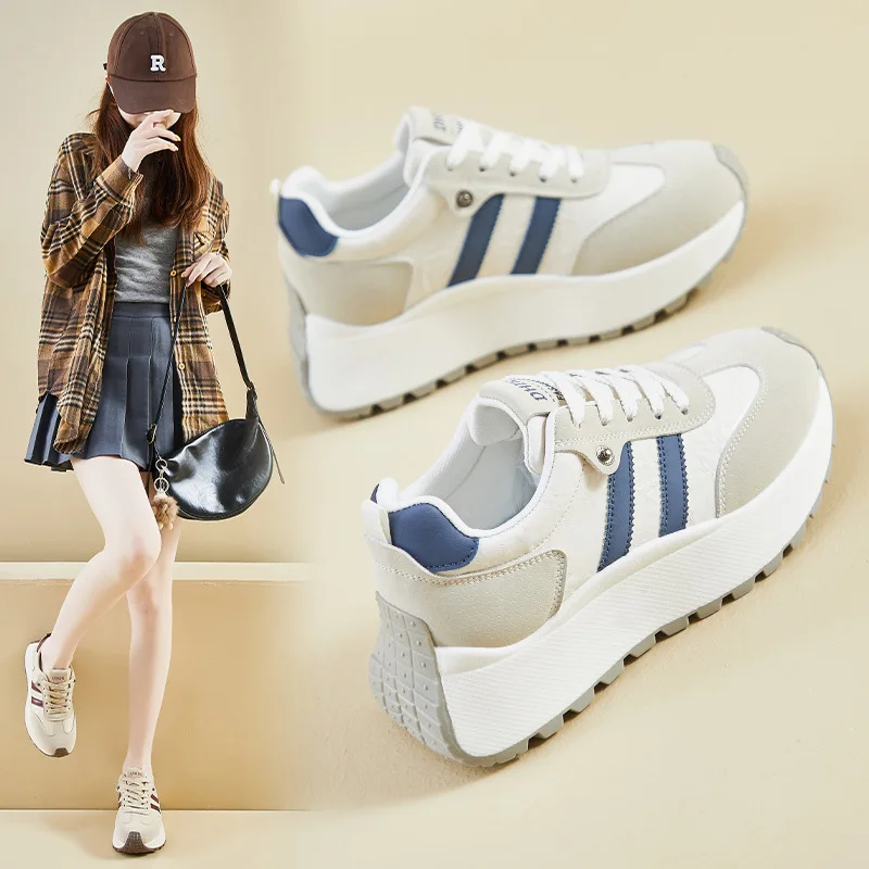 

Korean Style Dad Shoes Women's Spring 2025 Sports Running Casual Thick Bottom Heightening Street Snap BN028 Fashionable Sneakers