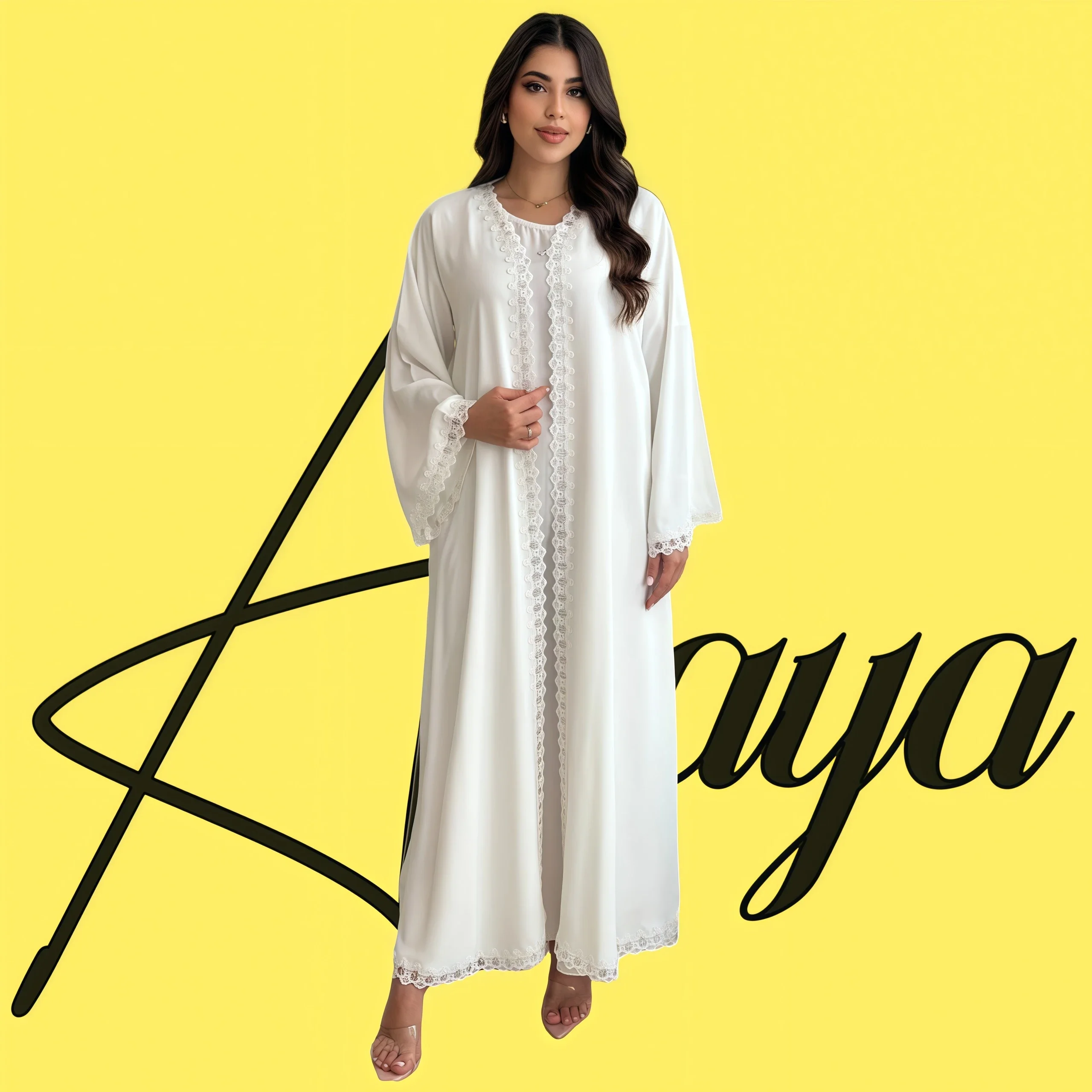 Fashion White Women's Robe Loose Plus Size Cardigan Design Abaya2025 Spring New