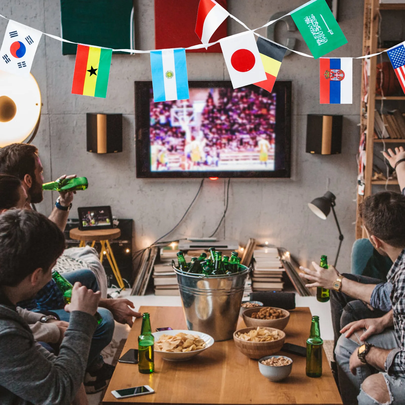 

32 Countries String Flag Polyester Bunting Banner International Flags Event Decorative Hanging Photo Prop