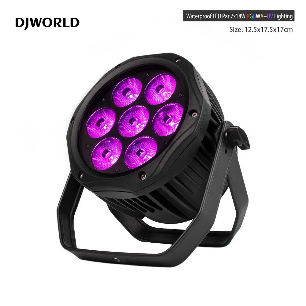 2pcs 7x18W LED IP65 Waterproof Par RGBWA+UV Lighting Outdoor Stage DMX Effect Lighting for DJ Disco Clubs Party Professional