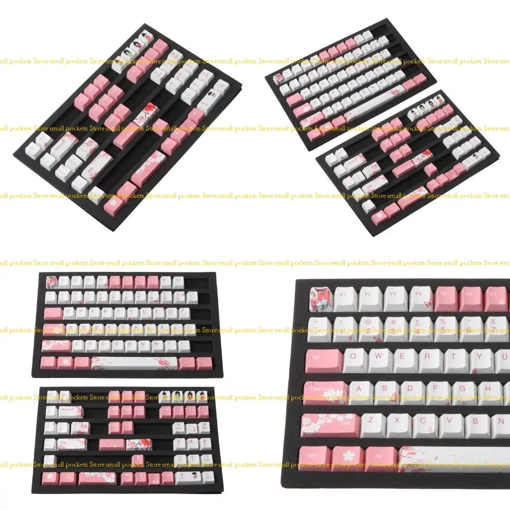 

R1WD 104 Keys OEM PBT Keycaps Full Set Mechanical Keyboard Keycaps PBT Dye-Sublimation Cherry Blossom Keycaps Replacement