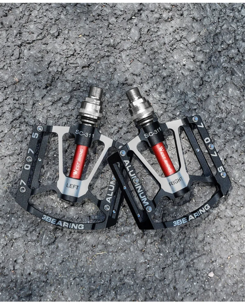 WEST BIKING Fahrrad-Schnellspannpedale mit 3 Lagern, verbreiterte 3-Lager-MTB-Rennradpedale, rutschfeste Aluminiumlegierung, Fahrradteile – Detail 17