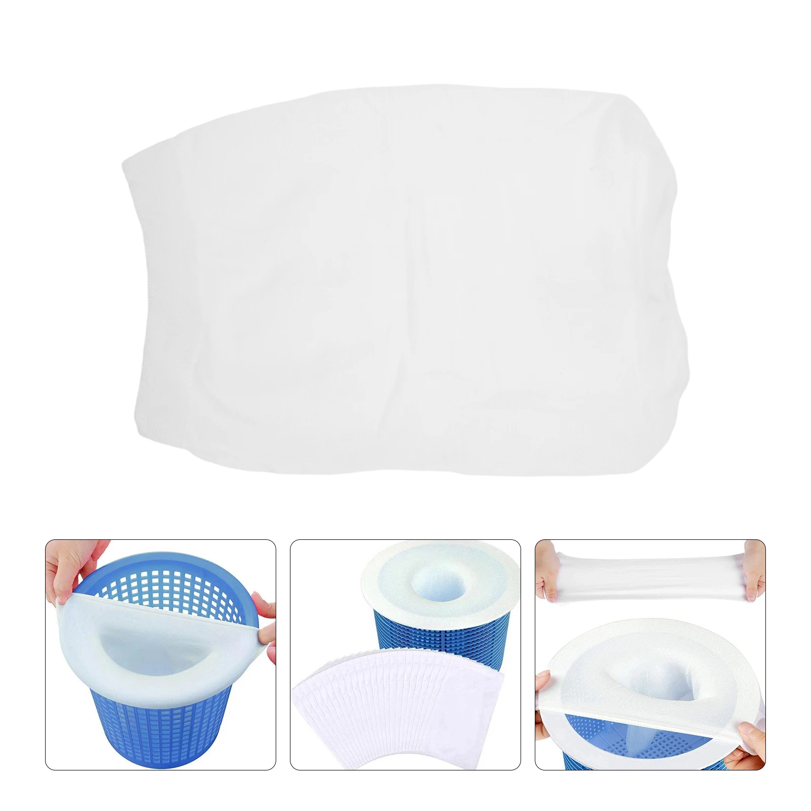 50pcs 22 X 13cm Pool Skimmer Socks Elastic Nylon Mesh Filter Socks for Skimmer Baskets Swimming Ground Pool Cleaning Filter Bag