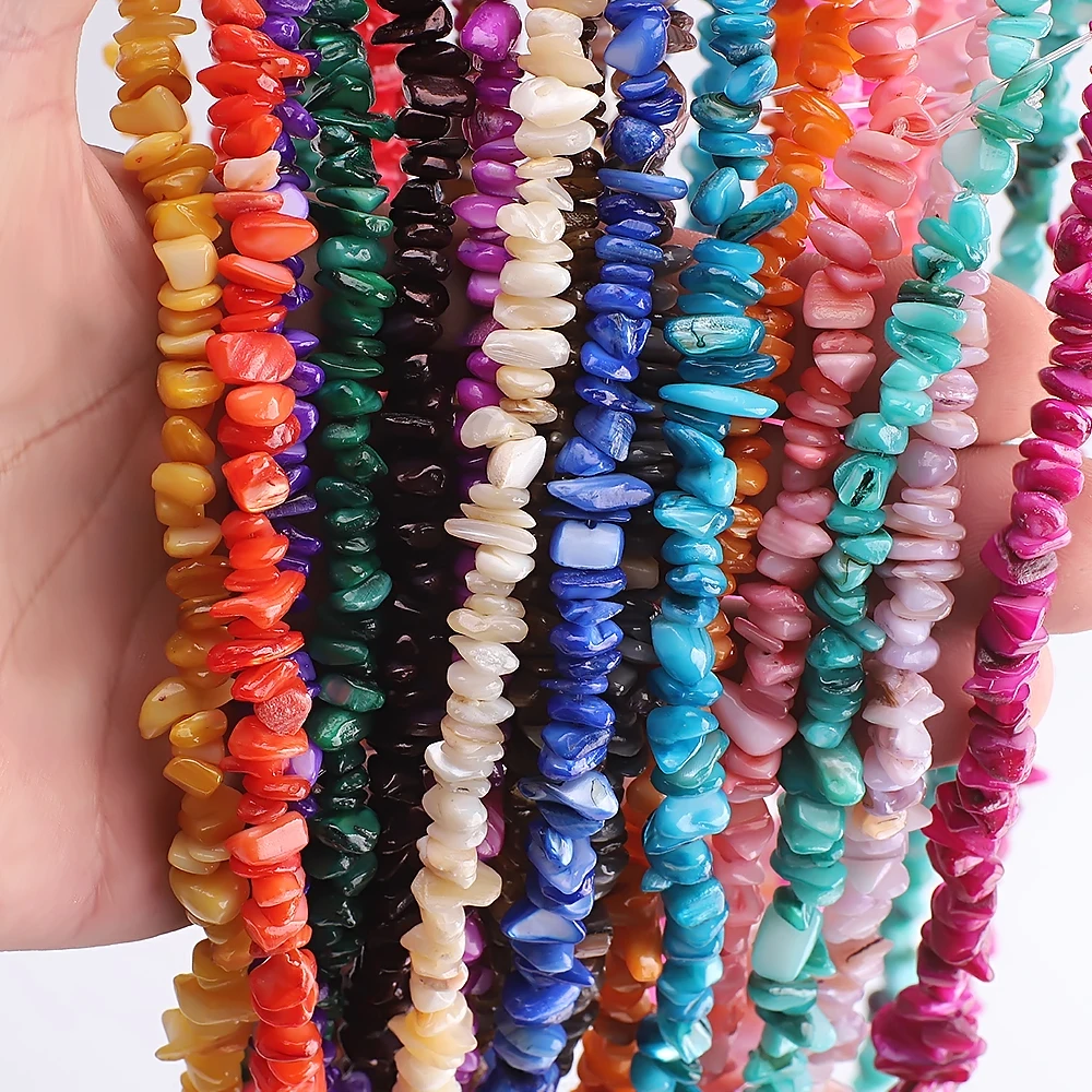 5-8MM Irregular Shell Chips Beads Colorful Dyed Turquoises Jades Sea Loose Spacer Beads DIY for Jewelry Making Bacelets