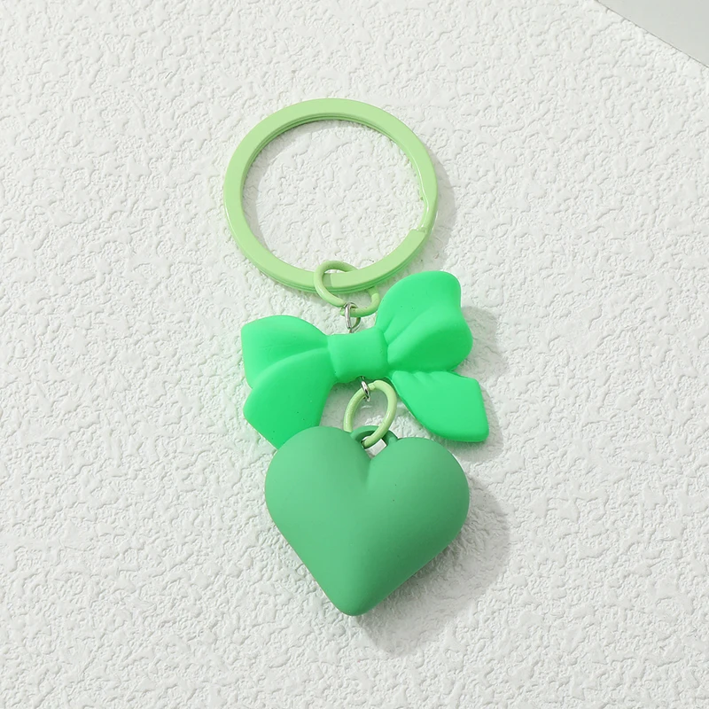 Lovely Acrylic Keychains Colorful Plastic Hearts Bow Key Ring For Women Girl Friendship Gift Handbag Decoration Handmade Jewelry