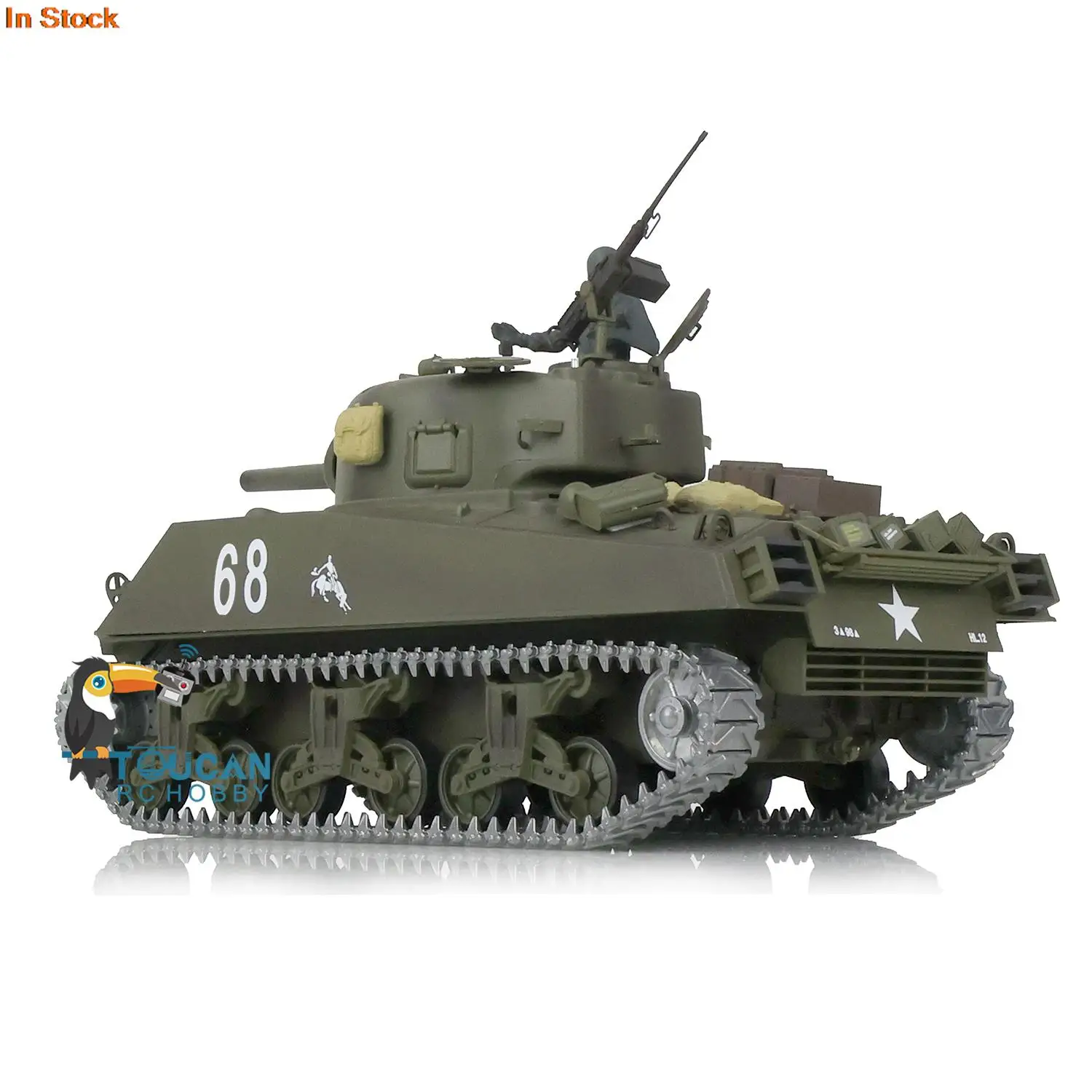 2.4G HENG LONG 1/16 7.0 Upgraded M4A3 Sherman RTR RC Tank 3898 Metal Tracks TH17671-SMT4