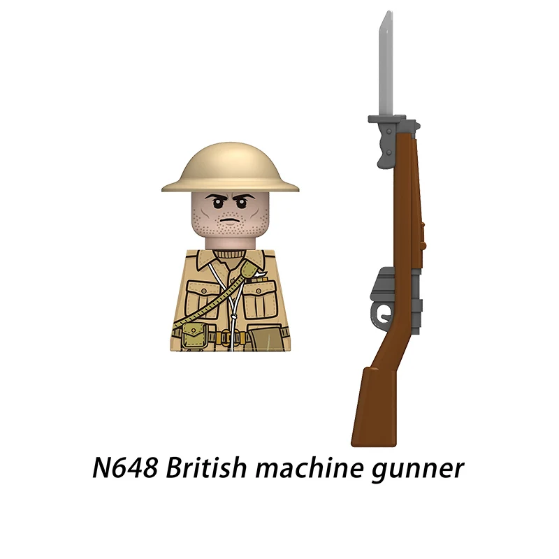 الشؤون العسكرية WW2 بريطانيا المشاة اللبنات نموذج الطوب عمل صغير دمى أشكال لعبة هدية للأطفال