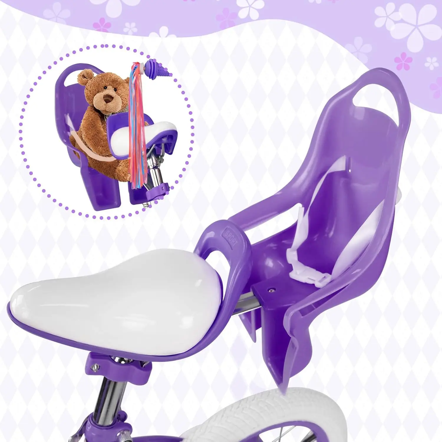 دراجة قابلة للتعديل للفتيات من عمر 2 إلى 12 سنة ، 12 بوصة ، مع عجلات تدريب سلة وجرس