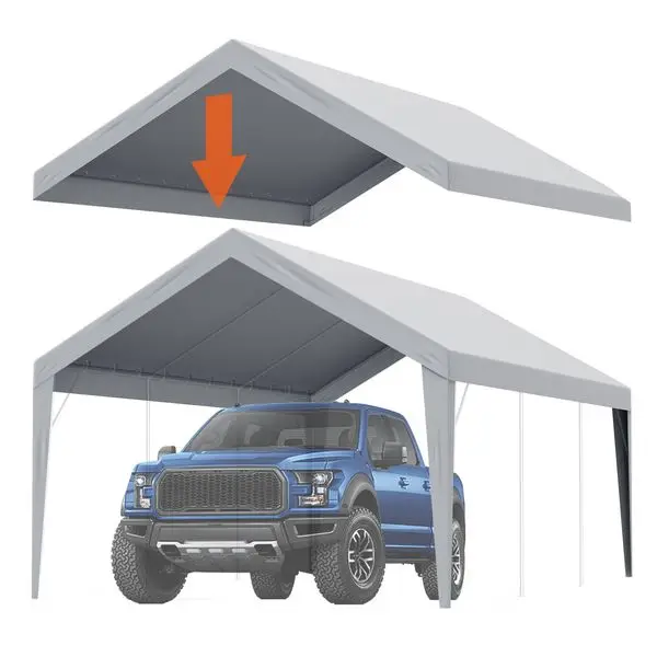 

VEVOR Carport Replacement Canopy Cover 12 x 20 ft, Garage Top Tent Shelter Tarp Heavy-Duty Waterproof & UV Protected, Easy I