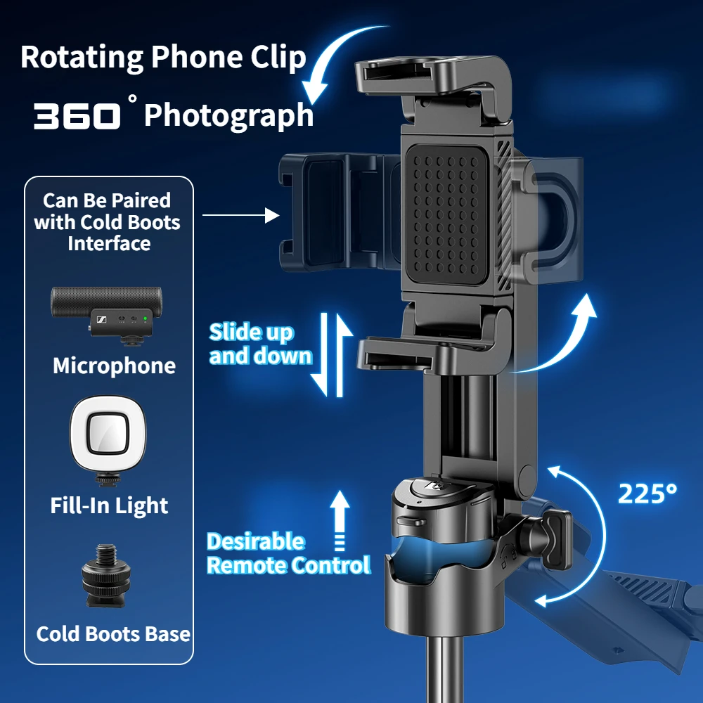 Mini Selfie Stick Tripod 3 in 1 Phone Stand with Detachable Remote Multifunctional Tripod Portable for Tourism Concert Shooting