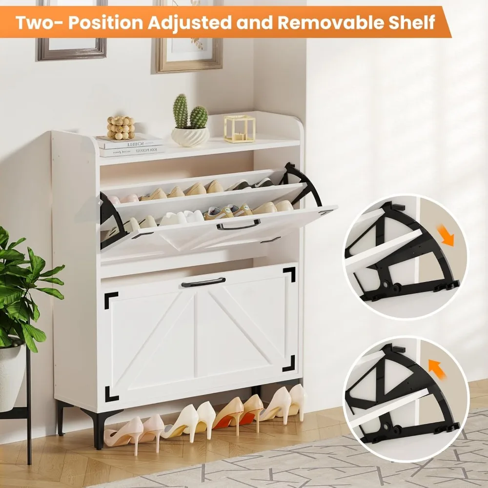 خزانة تخزين الأحذية قائمة بذاتها مع أدراج وأرجل قابلة للطي لمنظم المدخل