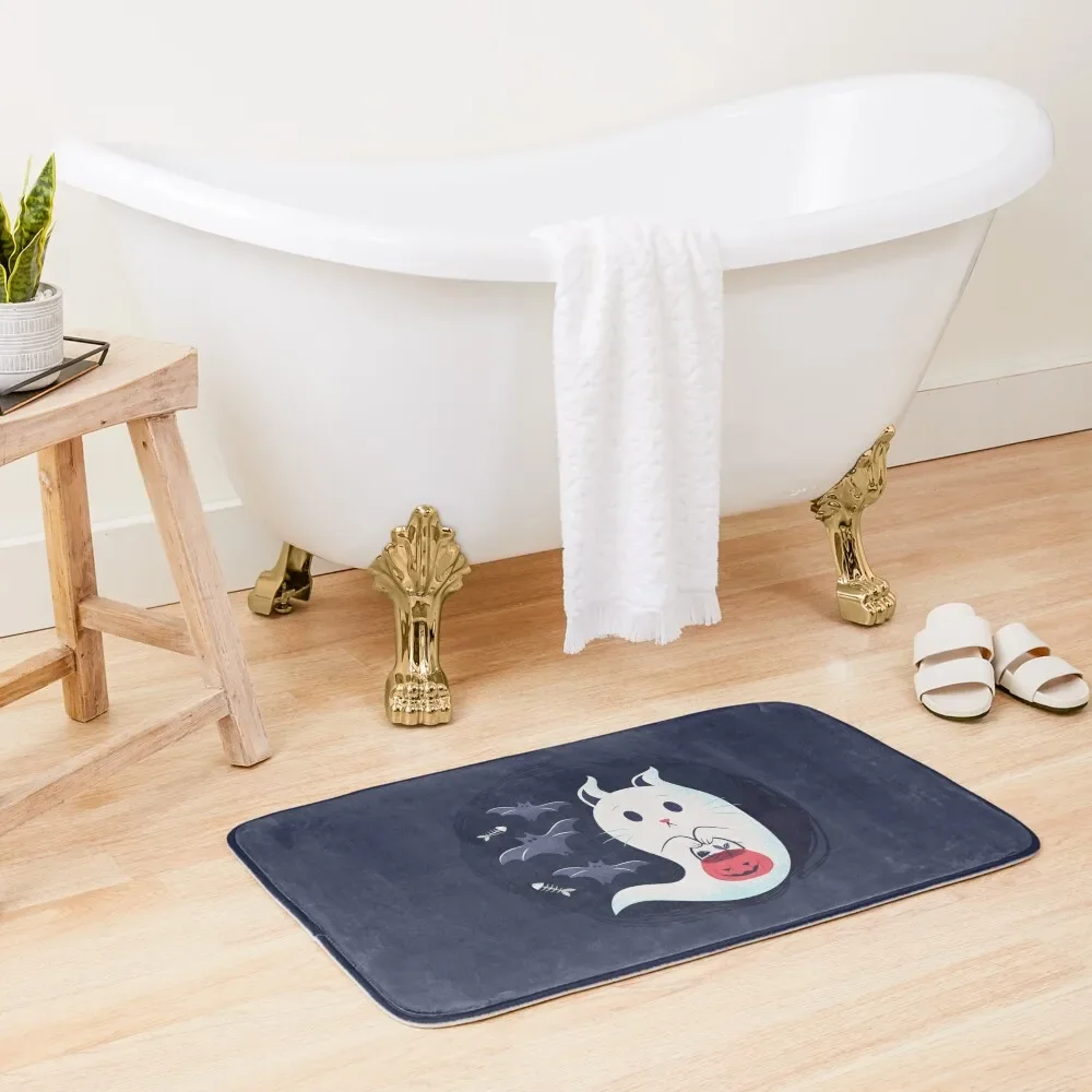 

Ghost cat Bath Mat Bathroom Rug Set Non-Slip Pad Mat