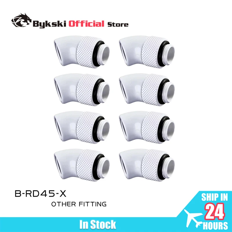 

Bykski 4/6/8pcs G1/4'' Thread 45 Degree Rotary Fitting Adapter Rotating Black Silver White Gold Water Cooling Adaptors B-RD45-X