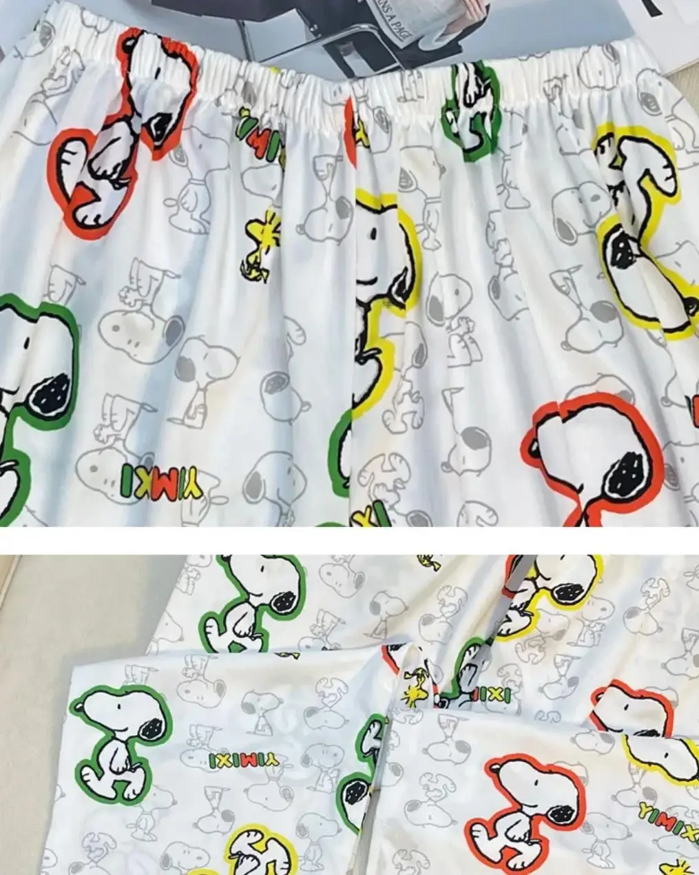 سنوبي الكرتون ربيع الخريف منامة طويلة الأكمام السراويل الصيف الحليب الحرير ملابس المنزل الدافئة ملابس خاصة الرجال المرأة ثوب النوم