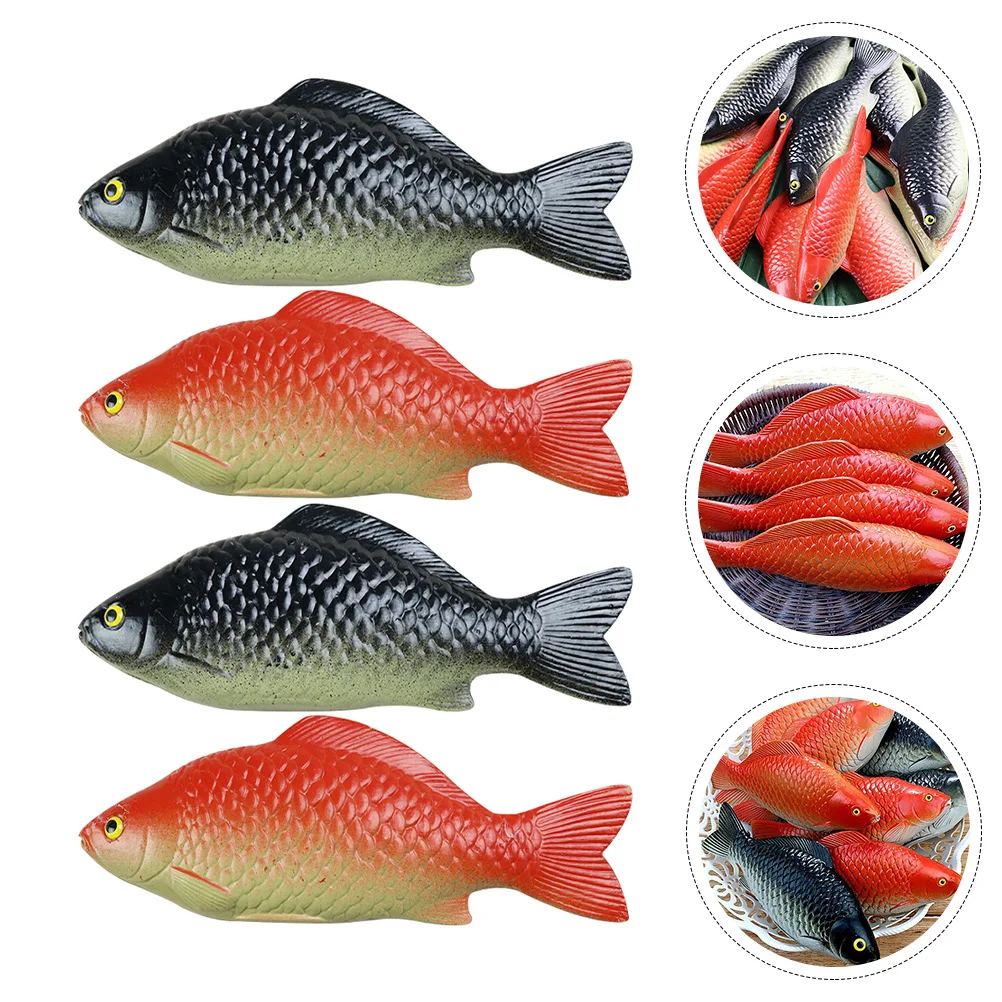 

4 Pcs Simulation Crucian Carp Model Aquarium Turtle Fish Tank Accessories Tropical Decoration Decorations Kids Toy