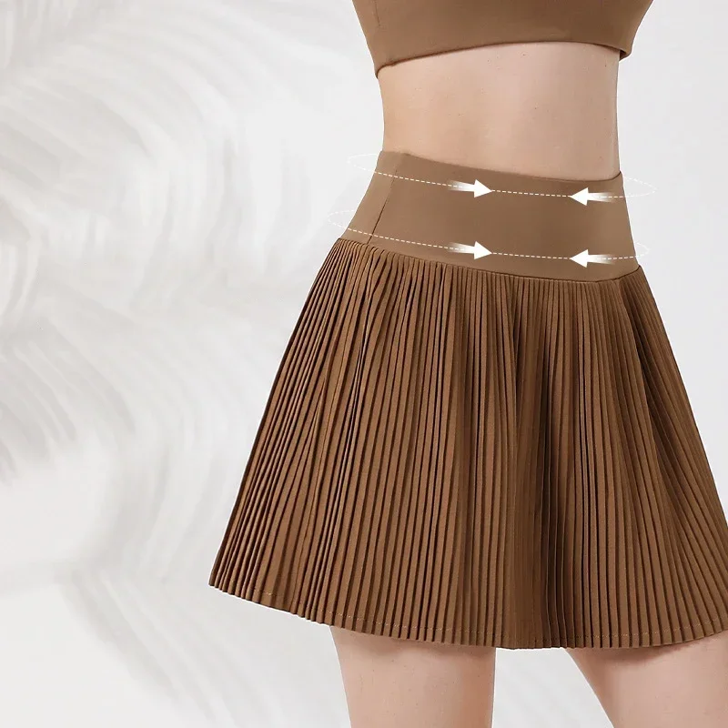 Golf Ballet Table Skirt Shorts Women White Tennis Clothes Pleated Mini Skirt With Pockets Workout Gym Yoga Badminton Sport Wear