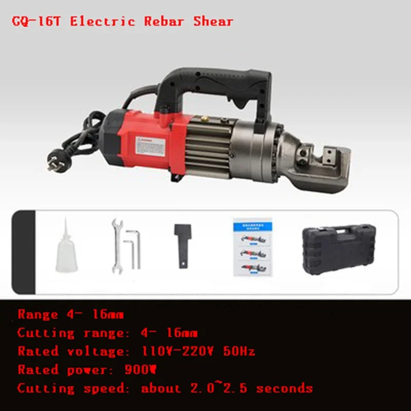 GQ-16L/GQ-16T Electric Steel Bar Cutter Portable Automatic Steel Bar Cutting Machine 4-16MM Rebar Cutter 220V/850W 110V/900W