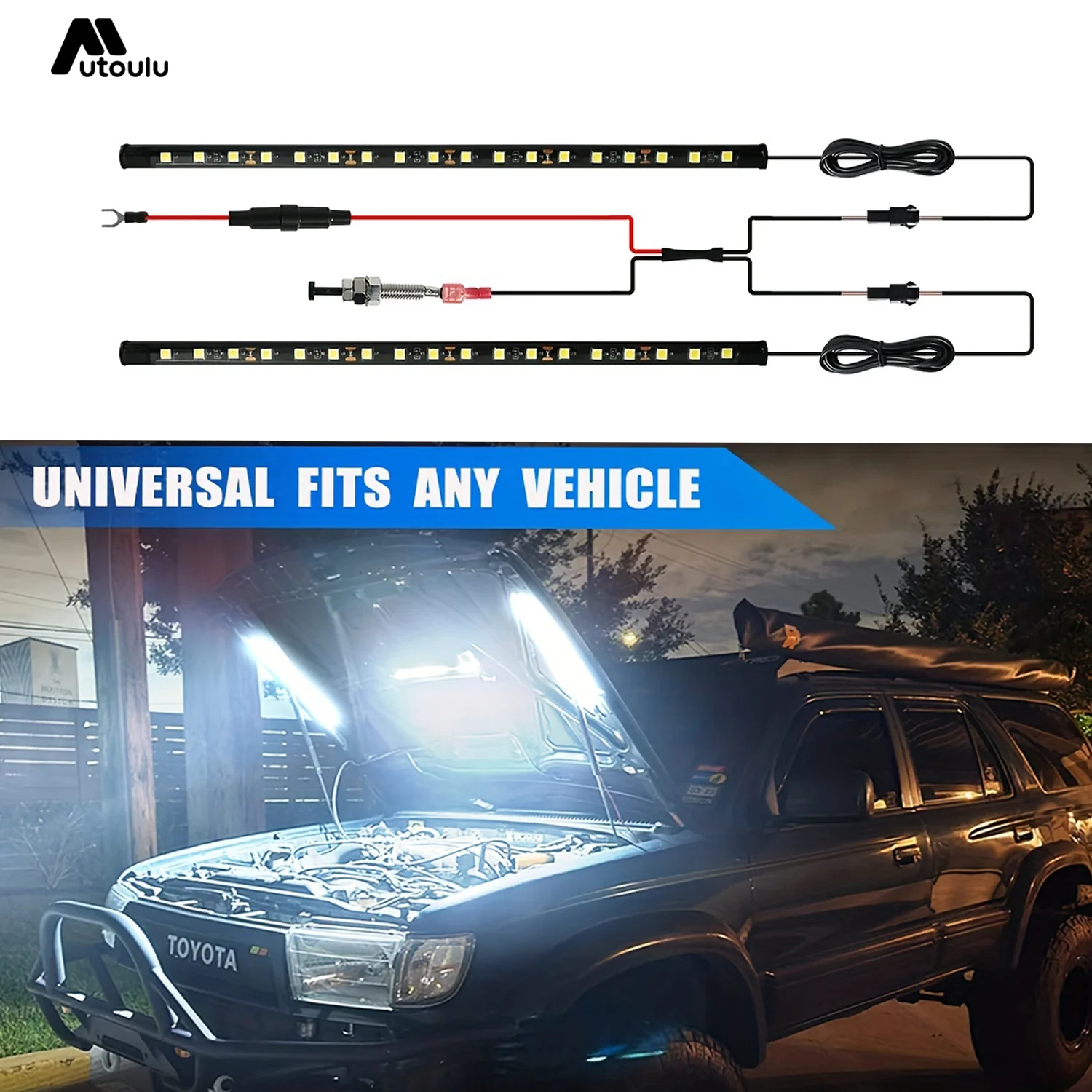 1set Universal Under Hood Engine Repair LED Light Bar 12V Waterproof Super Bright White Strip For Car SUV Pickup Offroad
