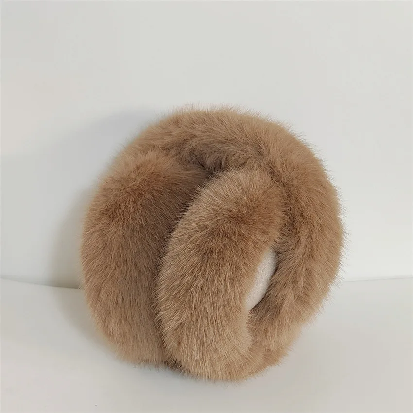 Orejeras bonitas de felpa para invierno, calentadores de orejas de felpa, orejeras de piel sintética de visón para clima nevado para estudiantes de invierno y pesca