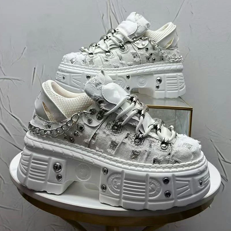 

2025 Autumn/winter New Punk Style Thick Soled Tall Dad Shoes Fashionable And Personalized Street Fashion Shoes