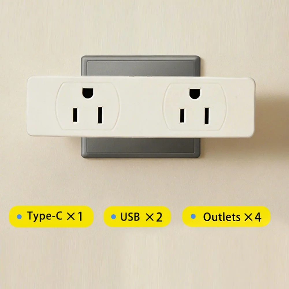 

AC Socket Extender with 4 Outlets 2 USB-A and 1 USB-C Charging Ports Designed for Efficient Power Distribution