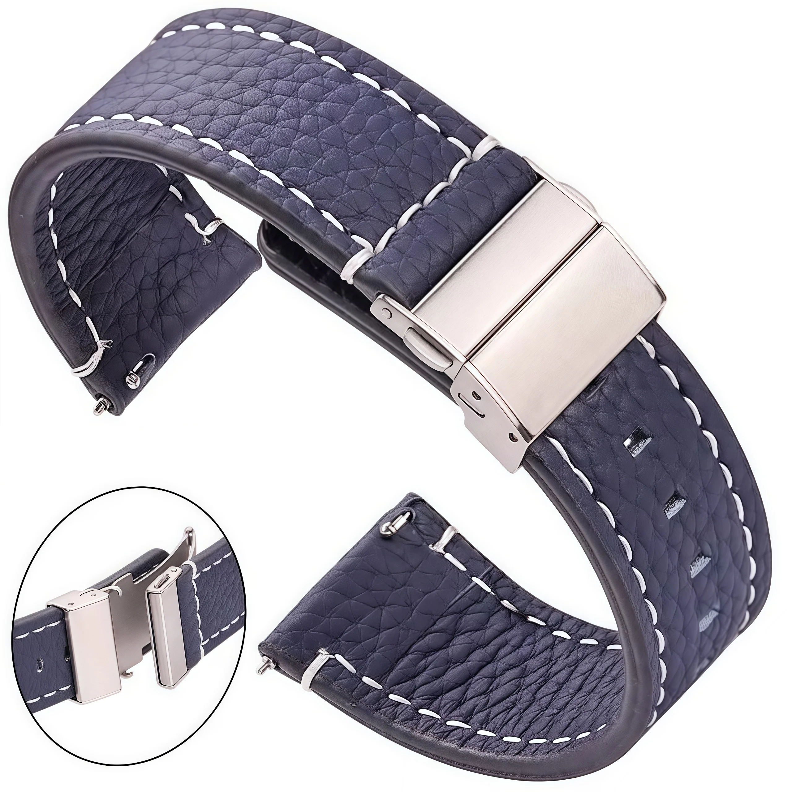 Genuin Leather Watchbands For Samsung Galaxy Watch 3 4 5 Strap Women Men18mm 20mm 22mm 24mm Wrist Band Deployment Clasp