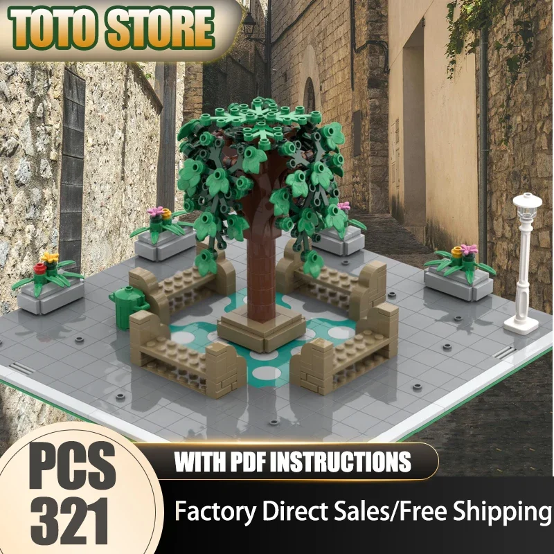 Moc Building Bricks Modular City Square Model Technology Modular City Street View Block Toy DIY Assembly Christmas Set Gifts