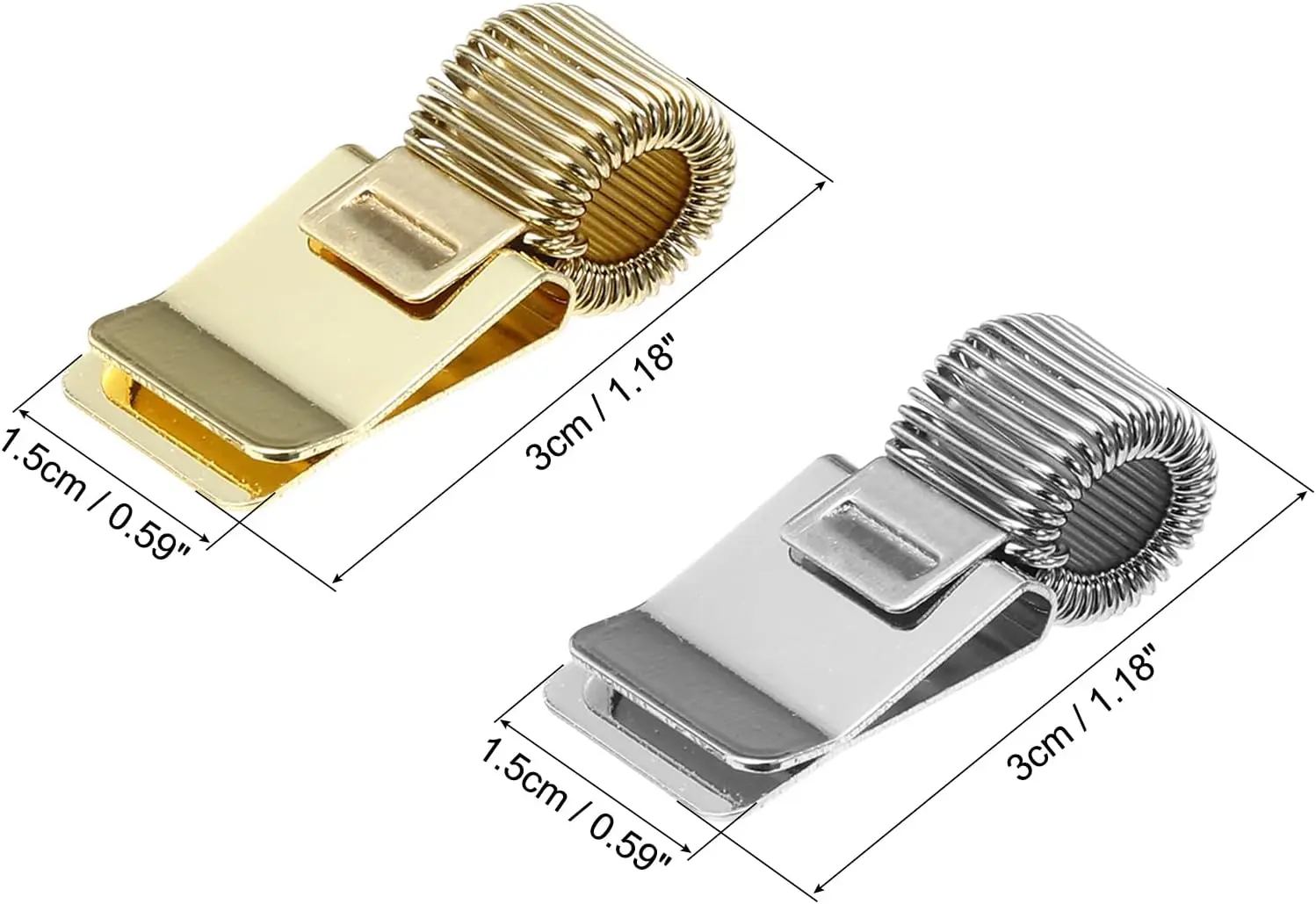 2Pcs Metal Pen Clip Holder Adjustable Pencil Organizer with Single Spring Loop For Notebook Clipboard, Silver Tone, Gold Tone