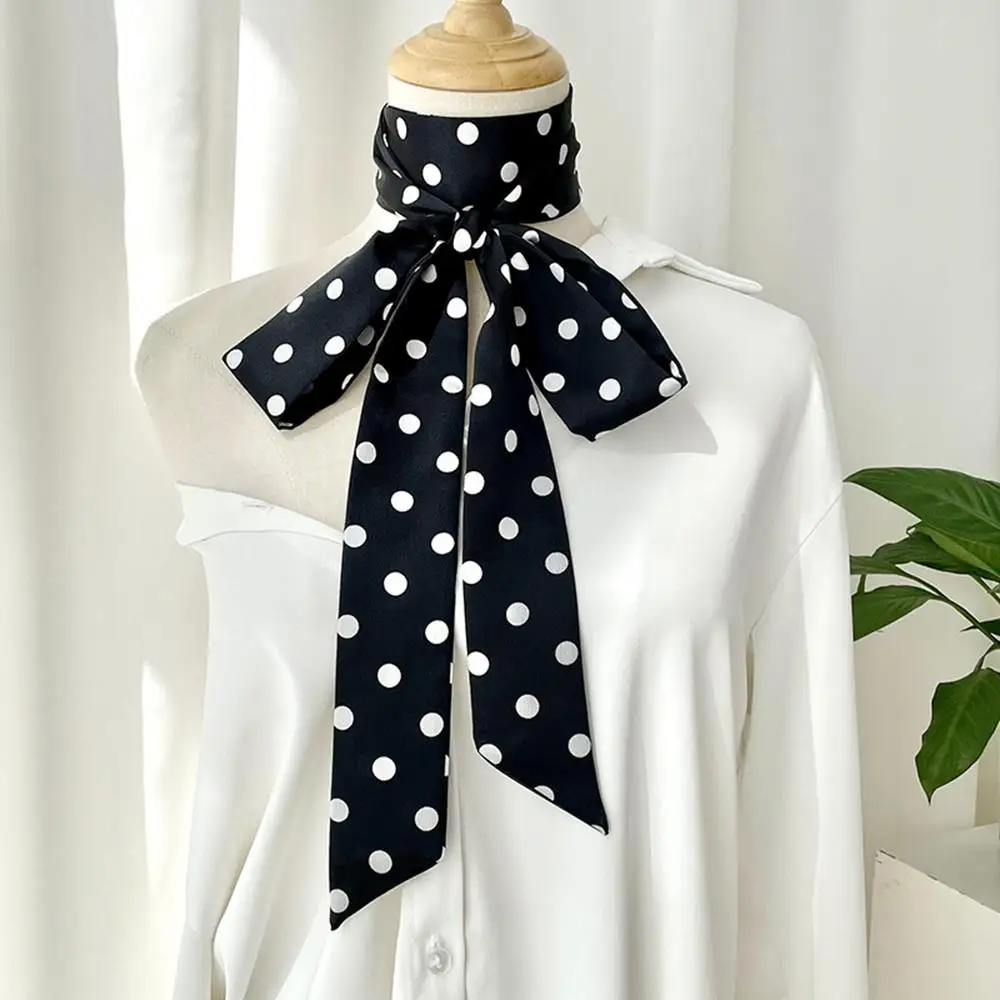 

Thin Long Scarves Small Shawls Satin Silk Narrow Hair Scarf Sweet Neckerchief Fashion Decor Cute Items Ribbon Polka Dot Scarf