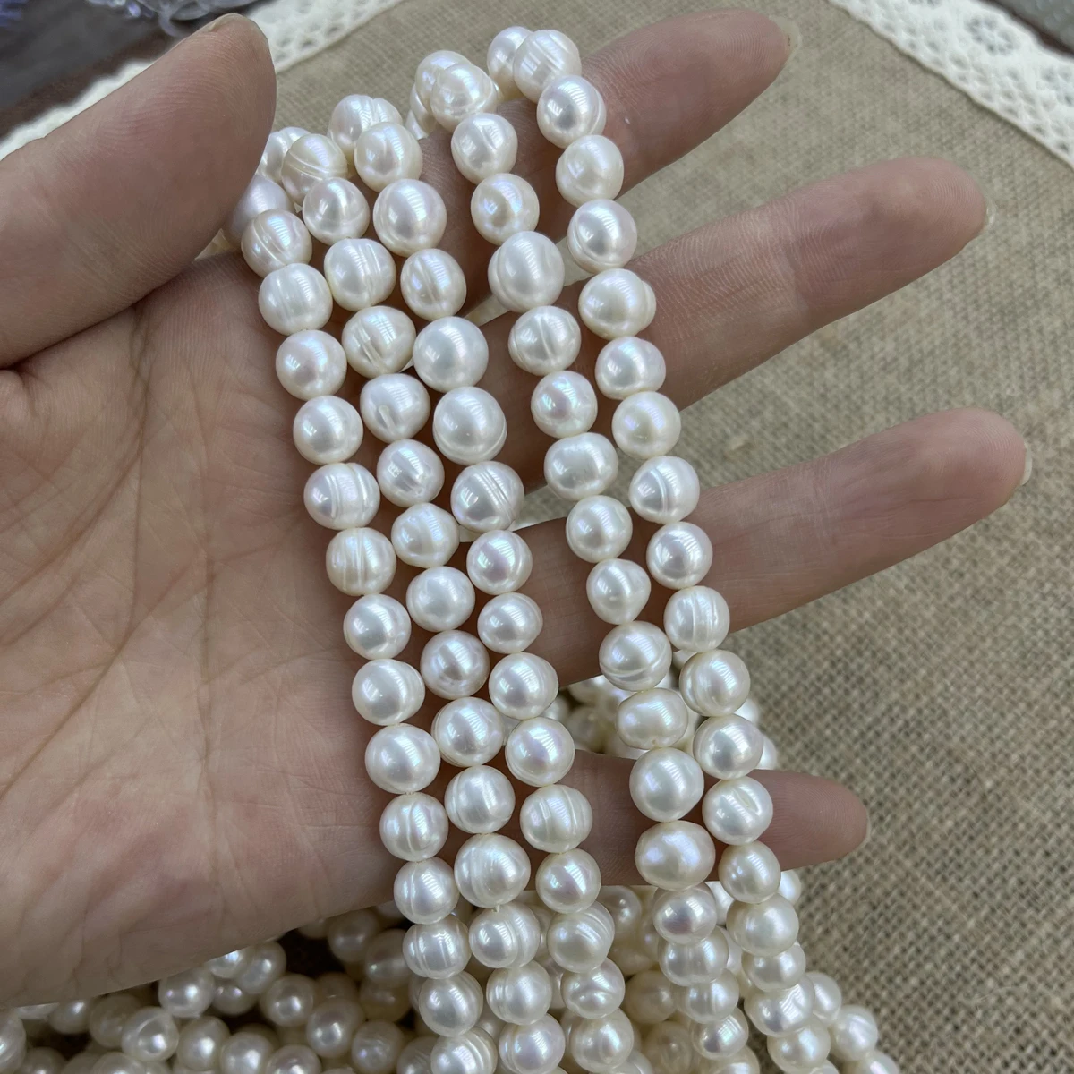 

8-9 Mm Potato-shaped Punch Beads Natural Freshwater Pearl Semi-finished Beads for Jewelry Making DIY Necklace Bracelet Accessory