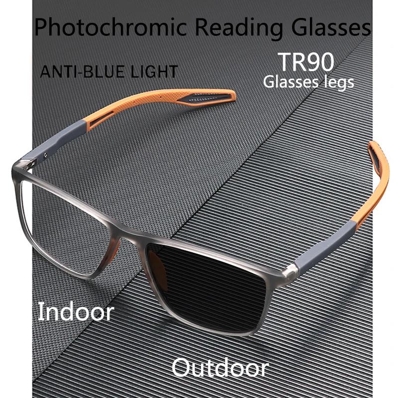 

Sports Photochromic TR Reading Glasses Women Men Outdoor Automatic Color Changing Resin Lense Hyperopia Eyeglasses Anti Blue Ray