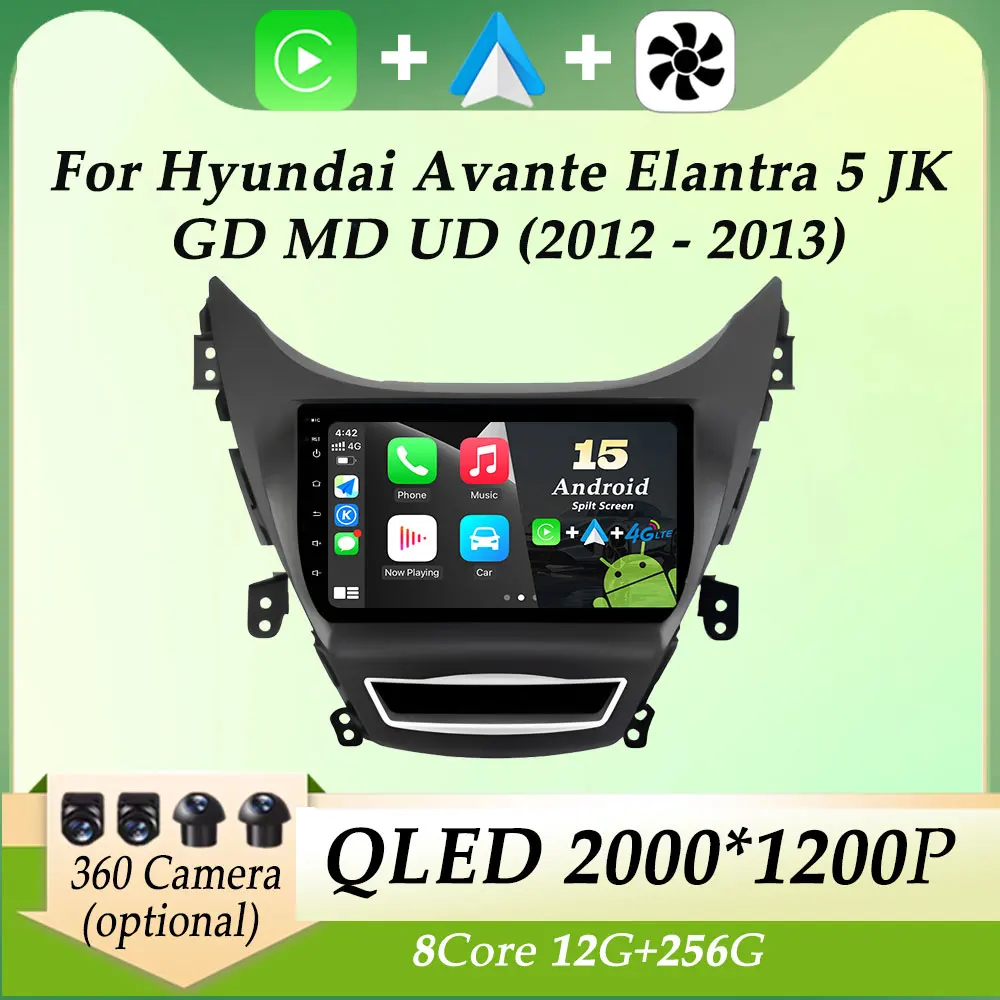 راديو السيارة مشغل وسائط متعددة CarPlay لشركة هيونداي أفانتي فلانترا 5 JK GD MD UD 2012 - 2013 نظام تحديد المواقع نافي سبليت شاشة DSP ستيريو واي فاي #1