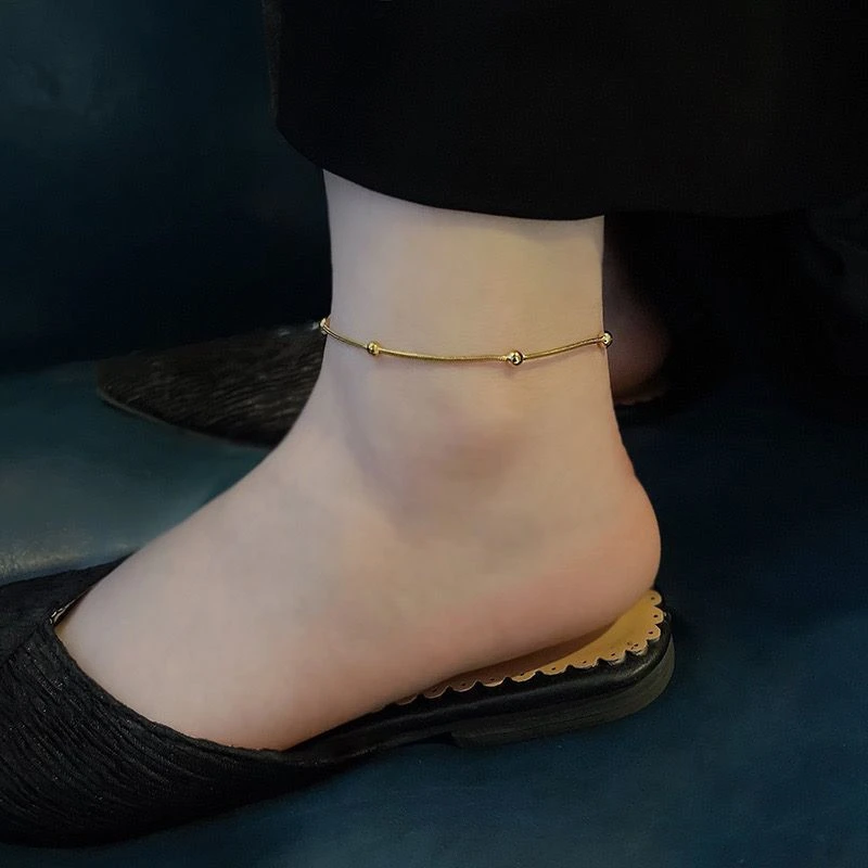 Light Luxury Bead Ankle Chains Sexy Snake Bone Foot Chain Small Niche Design Accessories Beautiful Suffocation Party Gift