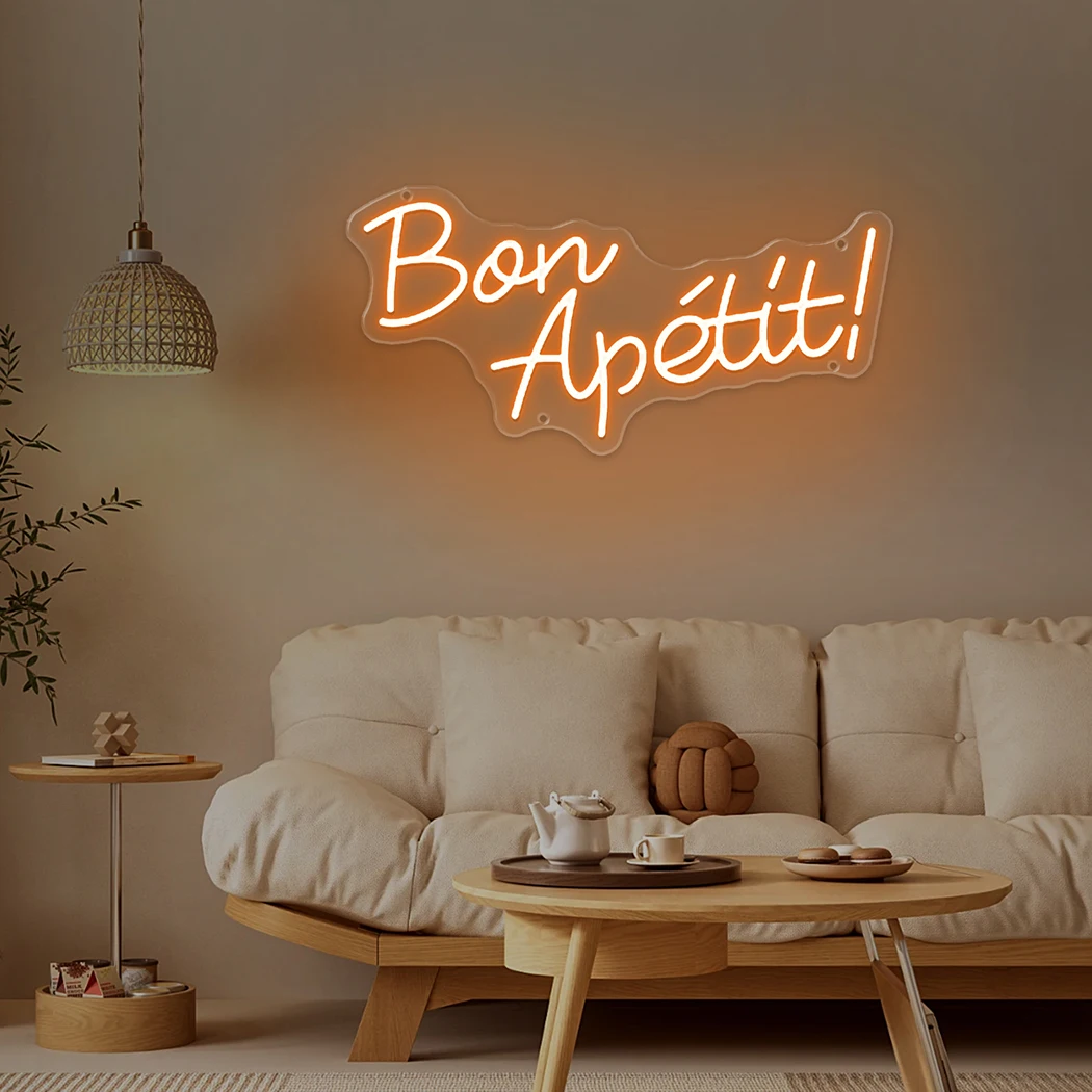 Bon Appetite Neon-LED-Schild, Wanddekoration, Neonschilder für Küche, Restaurant, Geschäft, Geschäft, Kunst, Party, LED-Neonschild, Business-Schild