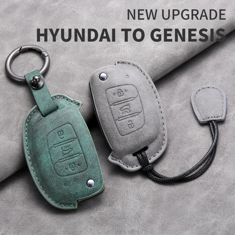 For Hyundai Grand i10 2023 IX35 IX45 I20 I30 HB20 Elantra Solaris Sonata Santa Fe Sport Tucson Leather Car Flip Key Case Cover