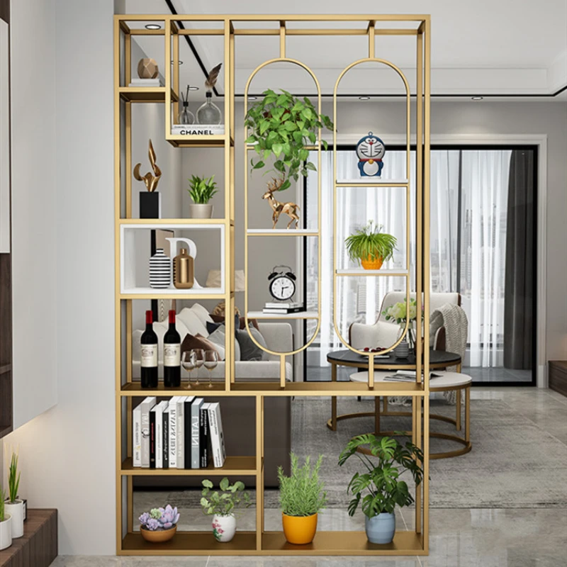 Metal Screens Indoor Decorative Room Dividers Gold Black Partition Storage Racks