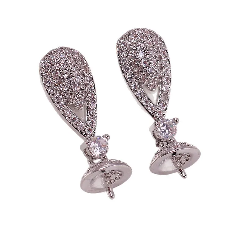 

1 пара позолоченных медных серег-гвоздиков E322 с жемчугом и серебряной иглой S925, фурнитура для изготовления ювелирных изделий, аксессуары для DIY украшений