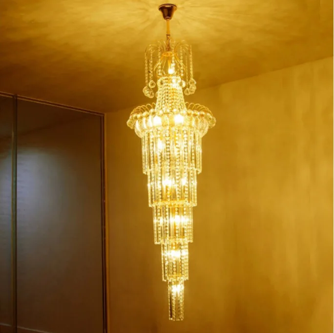 

Villa, crystal, chandelier, staircase, gold, living room, modern, minimalist