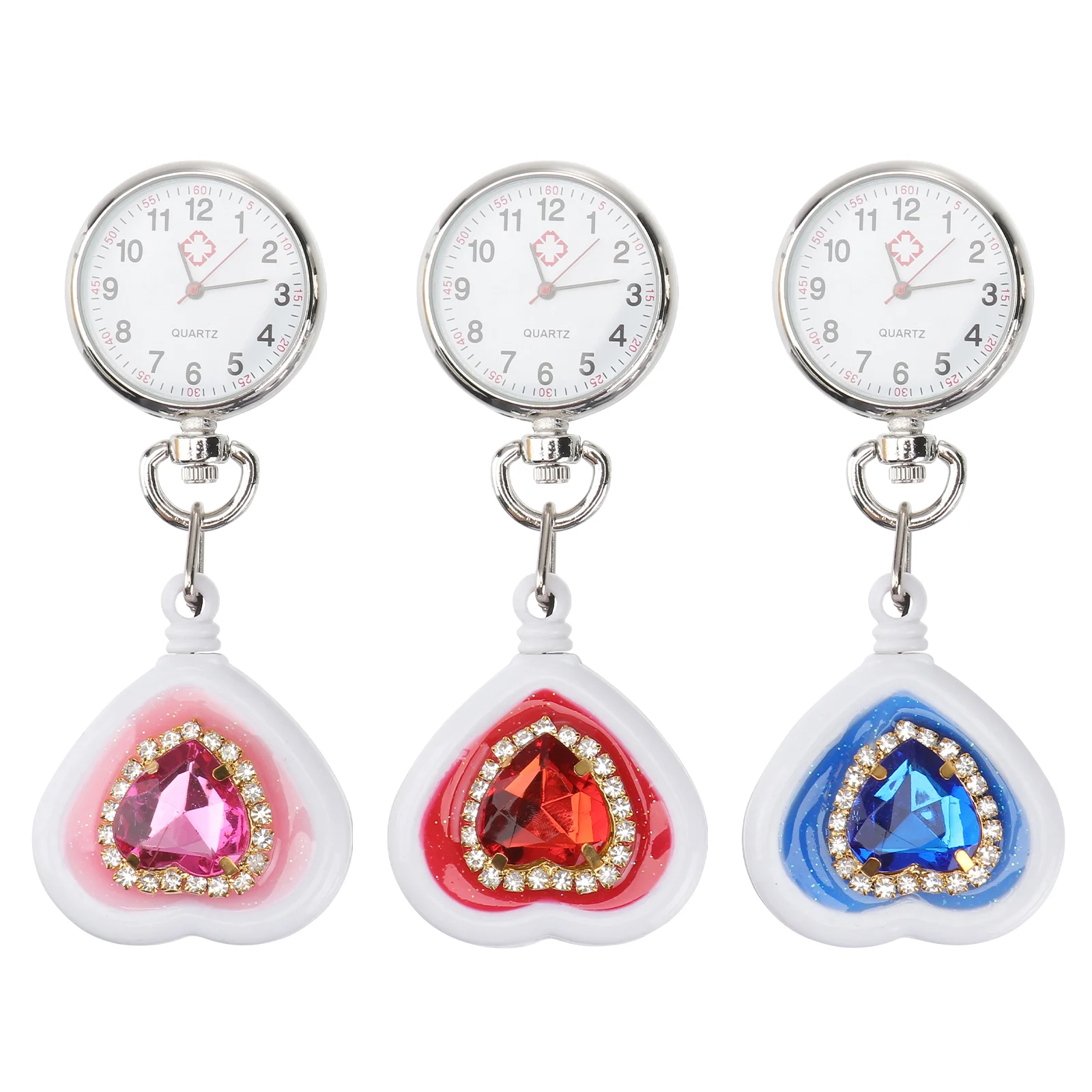 

3 Pcs Watches for Nurses Retractable Practical Pin Heart-shaped Miss Digital Women