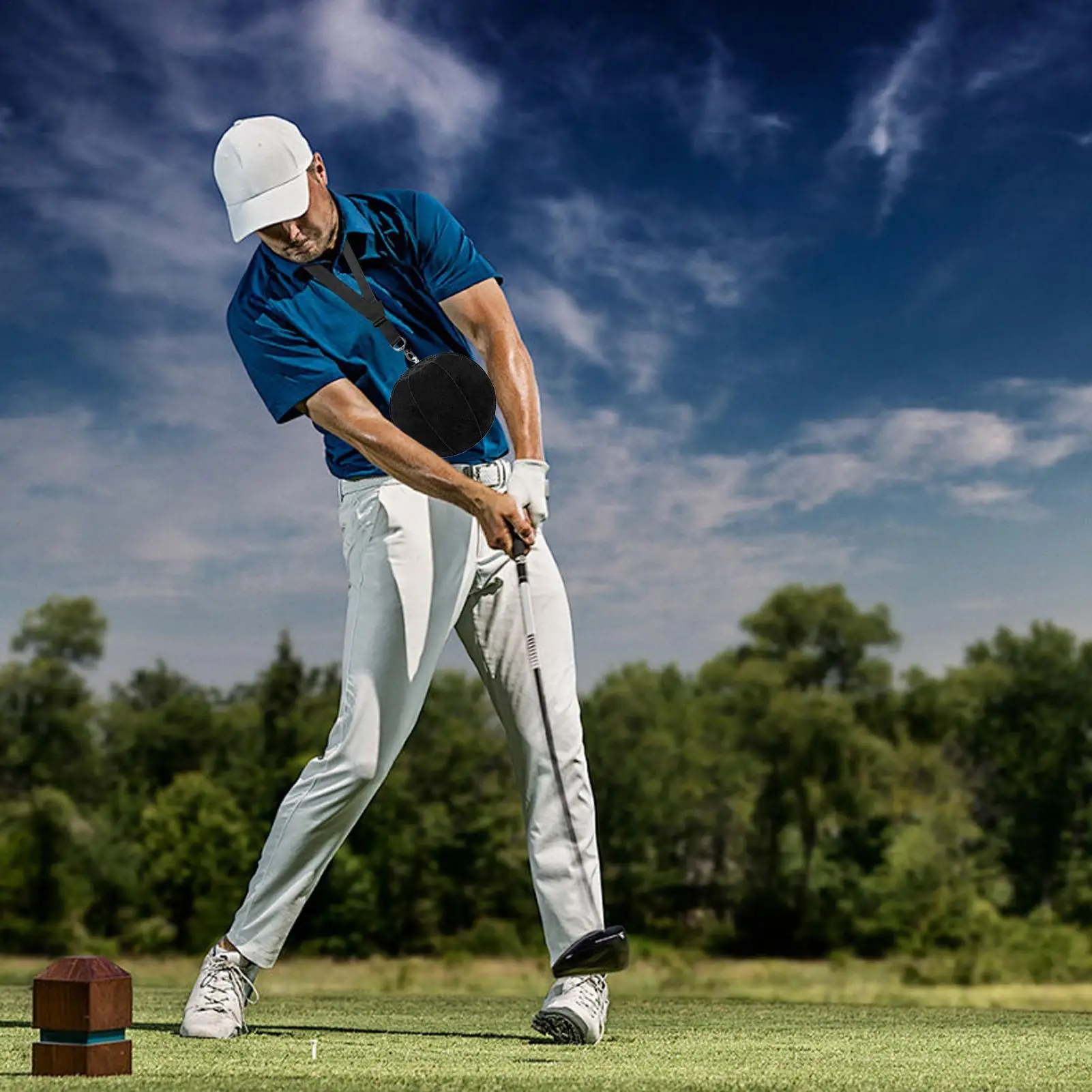 

Тренажер для гольфа с надувным тренировочным мячом и регулируемой веревкой, средство для коррекции качелей в помещении и на открытом воздухе для начинающих, игроков в гольф