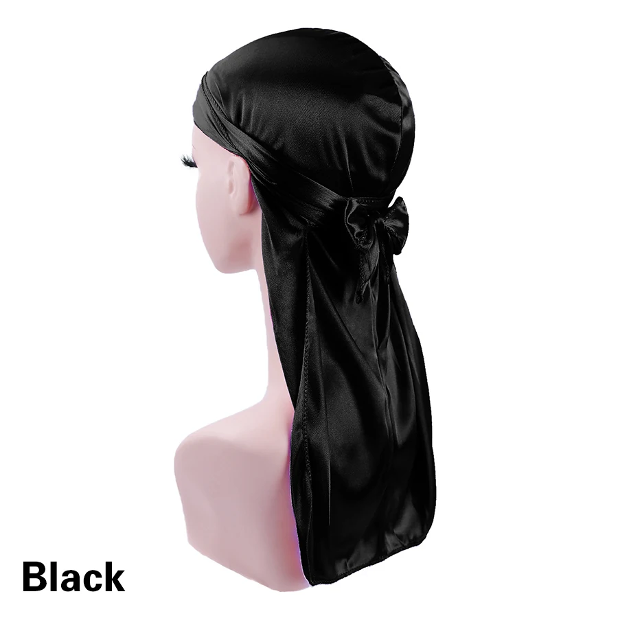 Unisex Ipeksi Durags Bandanalar Türban Şapka Peruk Doo Erkekler Saten Durag Biker Şapkalar Kafa Bandı saç aksesuarları Ekstra Uzun Kuyruk Du-Rag