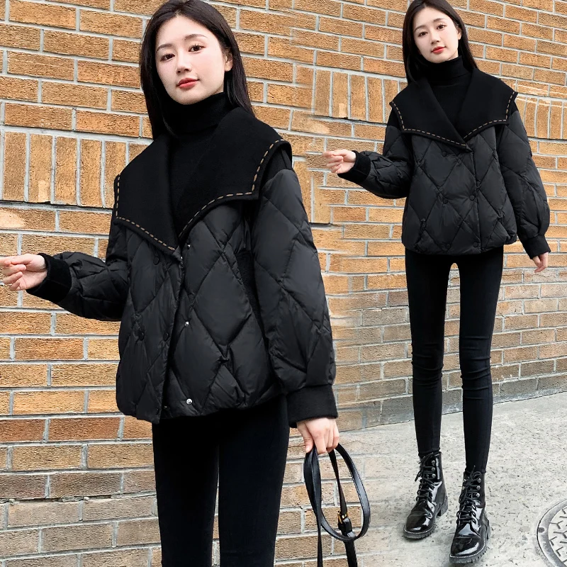 

Spring and Autumn Cotton Cotton Womens Stand Collar Color Contrast Handsome Top 2023 Winter New Loose Coat Girls Cool Fashion