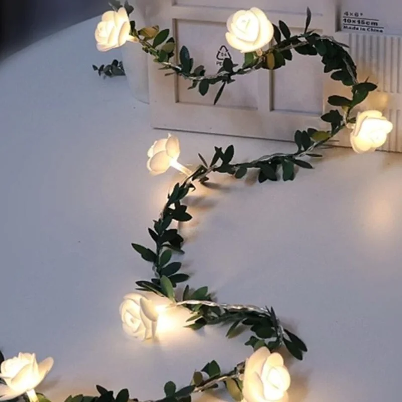 ไฟ LED 10ดวงสำหรับไฟสายแบบเทพนิยาย LED รูปดอกกุหลาบยาว1.5ม. ใช้พลังงานแบตเตอรี่สำหรับงานแต่งงานวันวาเลนไทน์โคมไฟตกแต่งพวงมาลัยสำหรับงานปาร์ตี้