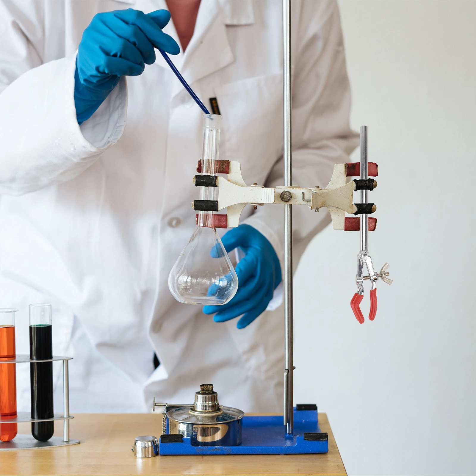 

1 set Beaker Clamp Zinc Alloy Laboratory Flask Holder Test Tube Clip Science Lab Equipment Storage Cross Clamp Adjustable