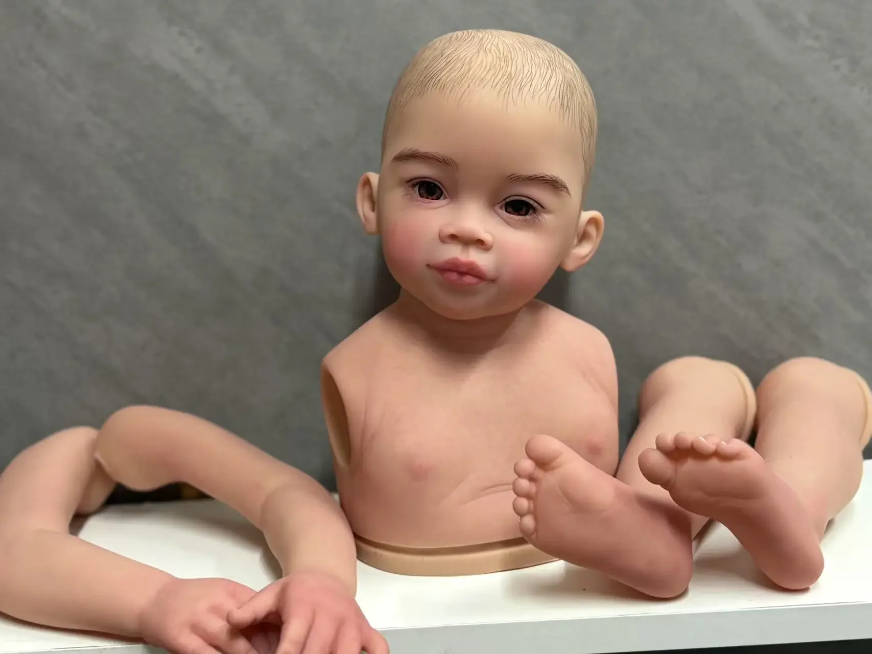 DLS 32 pulgadas، Reborn Baby Meili con pelo pintado، pieza DIY con cuer de tela y conectores