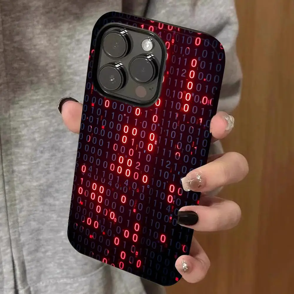 

Binary Code Phone Case Double-layered 2-in-1 Film Case For IPhone 16 15 Promax 14 13 Pro 12 11 plus Samsung S25 24 23 Covers