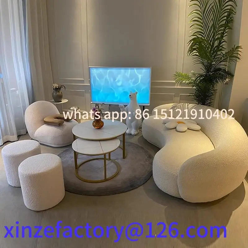 Customizable Nordic Internet celebrity living room light luxury beauty salon reception and leisure area curved sofa