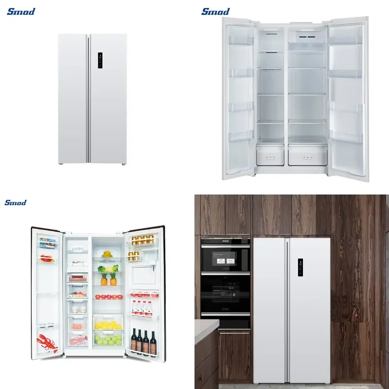 for Best Selling 15.6 Cuft 110V 60Hz White PCM Finishing No Frost Side By Side Door Freezer Refrigerator Plastic Electric